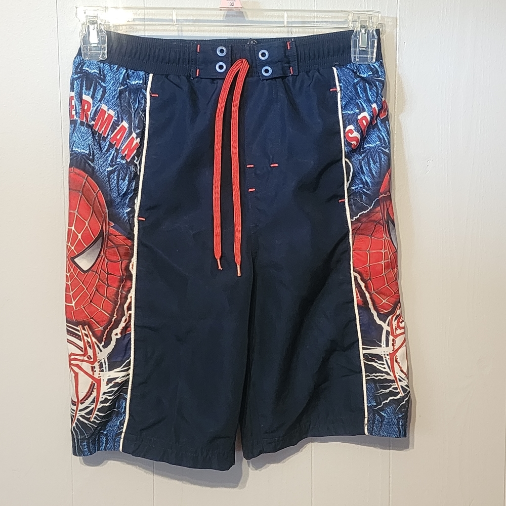 Spiderman 2 Swim Trunks Board Shorts Beach Size 8 - 10 A598